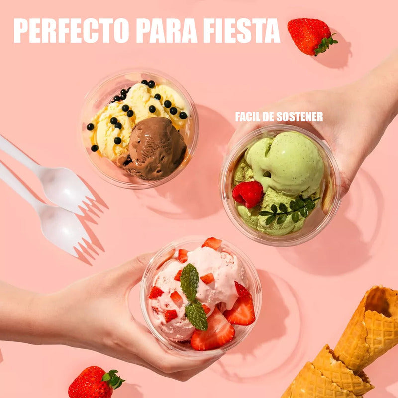 Pack X50 Vasos Acrilico Para Postre Con Tapa Pocillos 210ml Vasos Acrilico Desechable 210m Vasos Para Postres + Tapa Pocillos Vasos Acrilicos Postres Y Frutas Vasos Postres Multifuncional Okshop