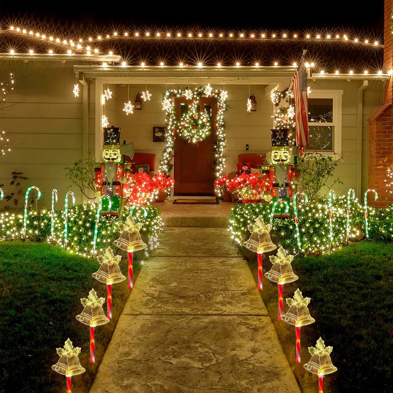 Pack X5 Estacas Navideñas Led 2,6 M Luces Navidad Exterior Solares Campana/cálida Luces Navidenas Solares Campana/cálida Luces Navideñas Estacas Solares Luces Navidad Solar Okshop