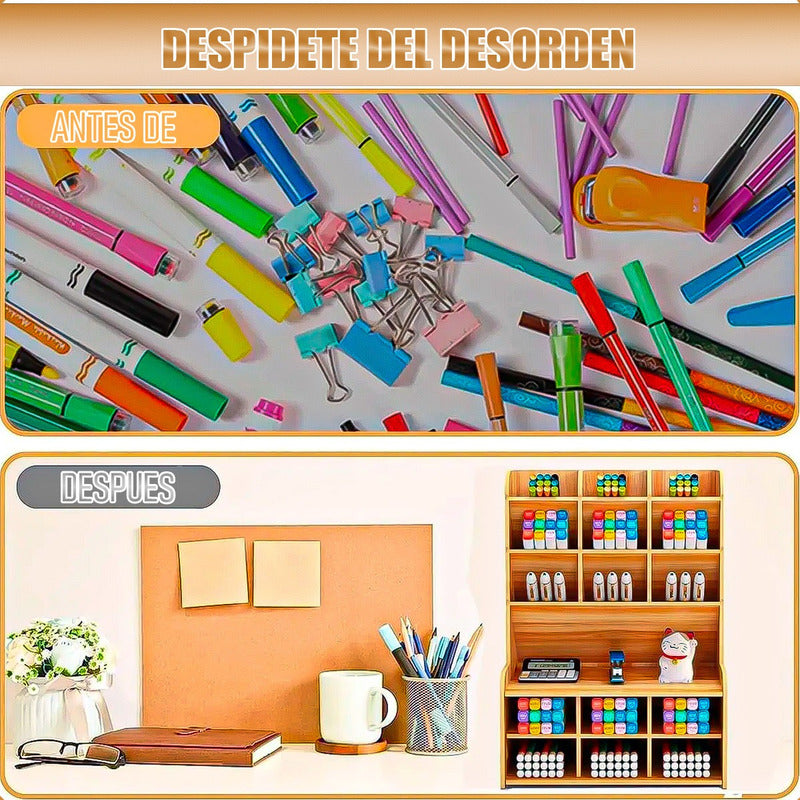 Organizador De Escritorio Porta Lapices Escritorio De Madera