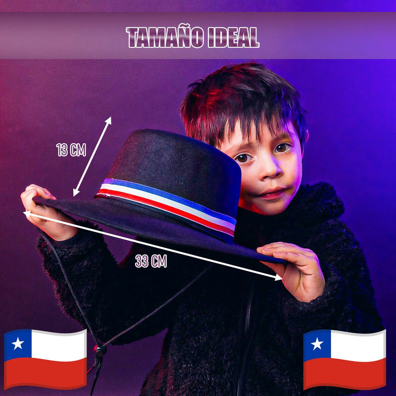 Sombrero Huaso Chile Pack 4 Sombrero Fiestas Patrias Chile Negro Única