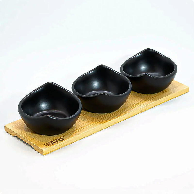 Set 3 Bowl Caramica Cuencos De Aperitivo Bowl Aperitivo Wayu Negro
