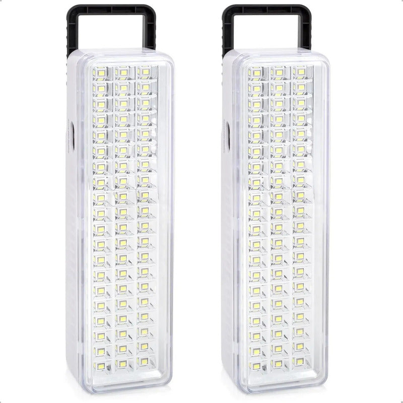 Luces De Emergencia Luces De Emergencia Recargable Lamparas De Emergencia Recargables Batería Recargable Portátil Abs Pack 2 Luz Campamento Mango Ergonómico Blanco/negro Okshop