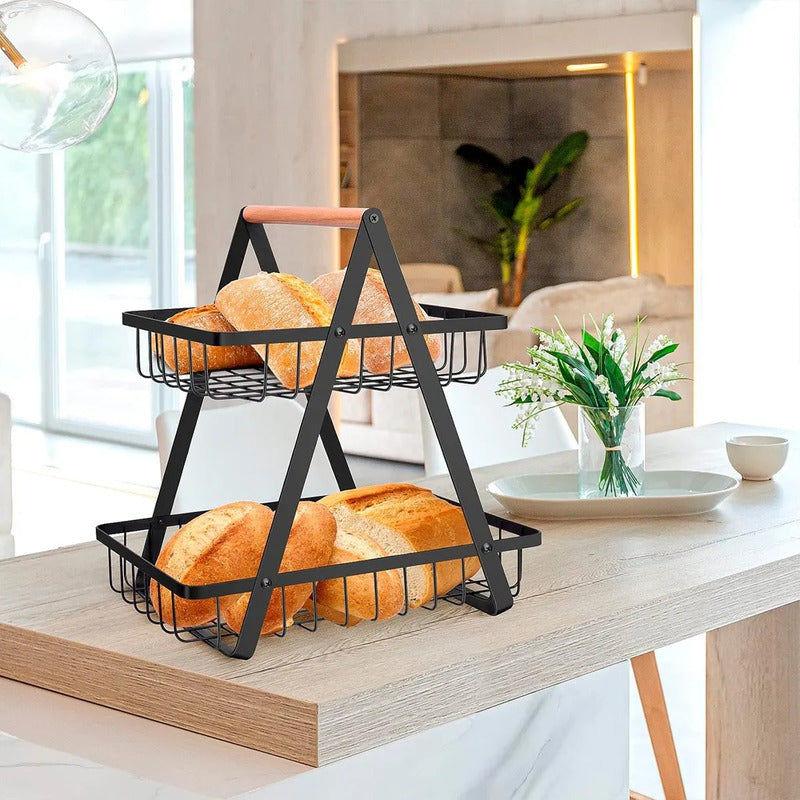 Cesto De Frutas Metalico Frutero Mesa Cesto Frutas 2 Niveles Cesta Frutas Multifuncional Vegetales Organizador Multiusos Hierro Frutero Mesa Impermeable Desmontable Okshop