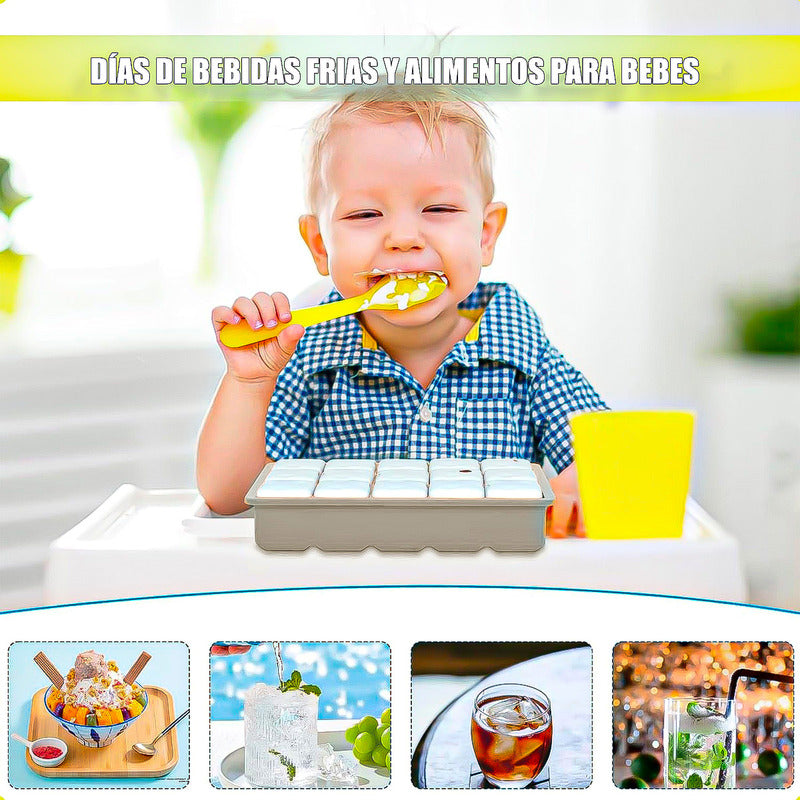 Pack X2 Molde Hielo Cubetas De Hielo Bandeja Silicona Hielo Verde