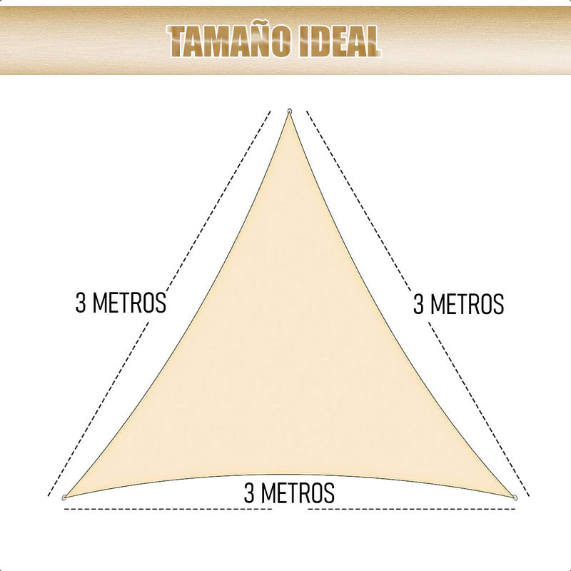 Toldo Triangular 3x3x3 Toldo Vela Impermeable Toldo Terraza Beige