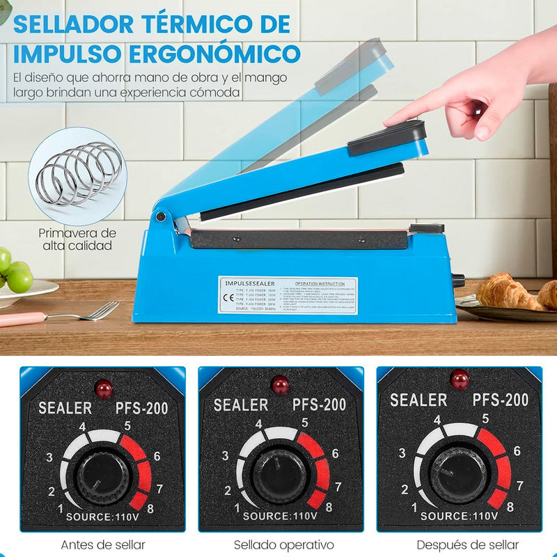 Máquina De Sellado Selladora De Bolsas Sellador Térmico Bols Azul