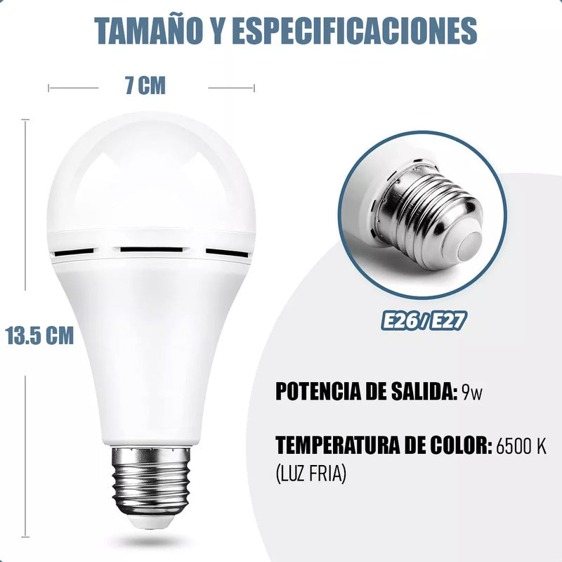 Ampolleta Led Tipo Bulbo 800lm Okshop Ampolleta Blanca Recargable 6.500k Usb Ampolletas Portables Inteligentes Camping Ampolleta Recargable Ampolleta E27 Ampolleta Emergencia 9w