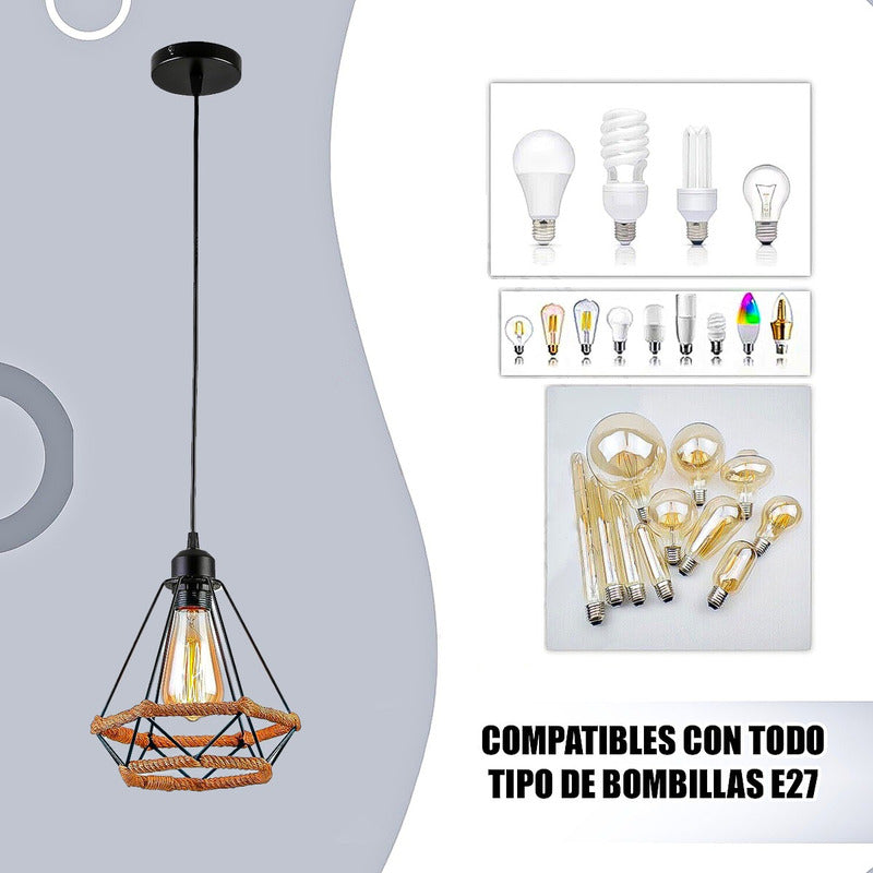 Lampara Colgante Rustica Lampara De Techo Colgante Lamparas Negro