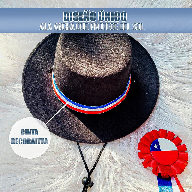 Sombrero Huaso Chile Sombrero Fiestas Patrias Chile Sombrero Negro Única
