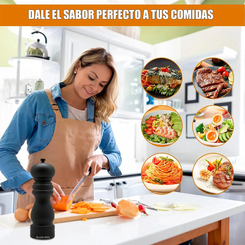 Pimentero Molinillo Madera Salpimentero De Madera Pimentero Saleros Y Pimenteros Madera Black Bull Salero Ceramica Espesor Ajustable Multifuncional Salero Molinillo Okshop