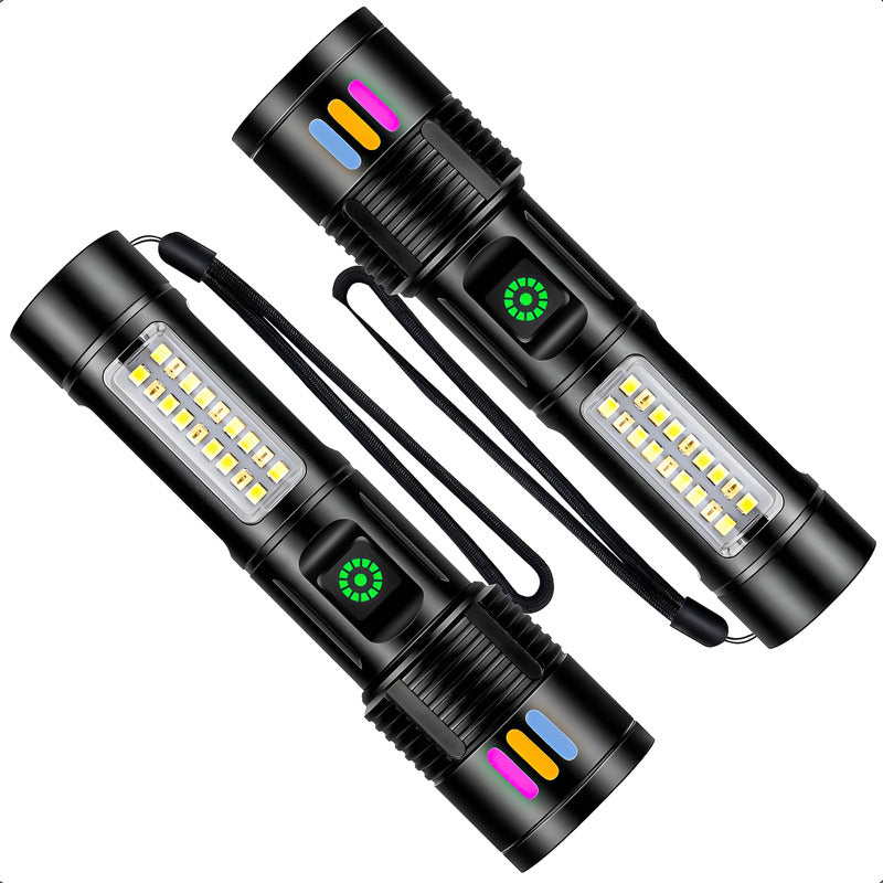 Linterna Recargable Linterna Led Pack 2 Linterna Tactica Led Blanco/rojo Negro