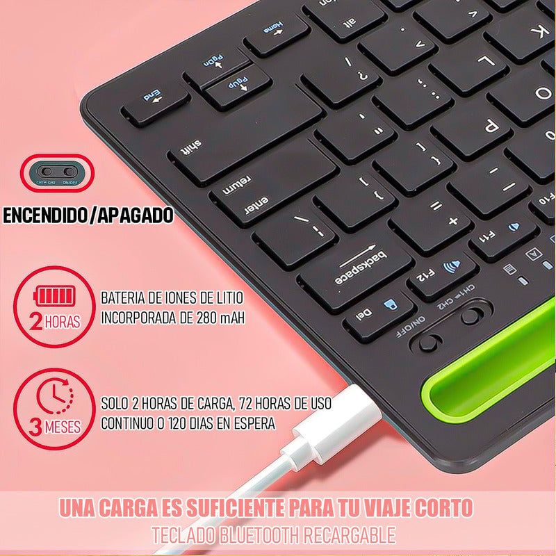 Teclado Inalámbrico Bluetooth Teclado Silencioso Recargable Blanco