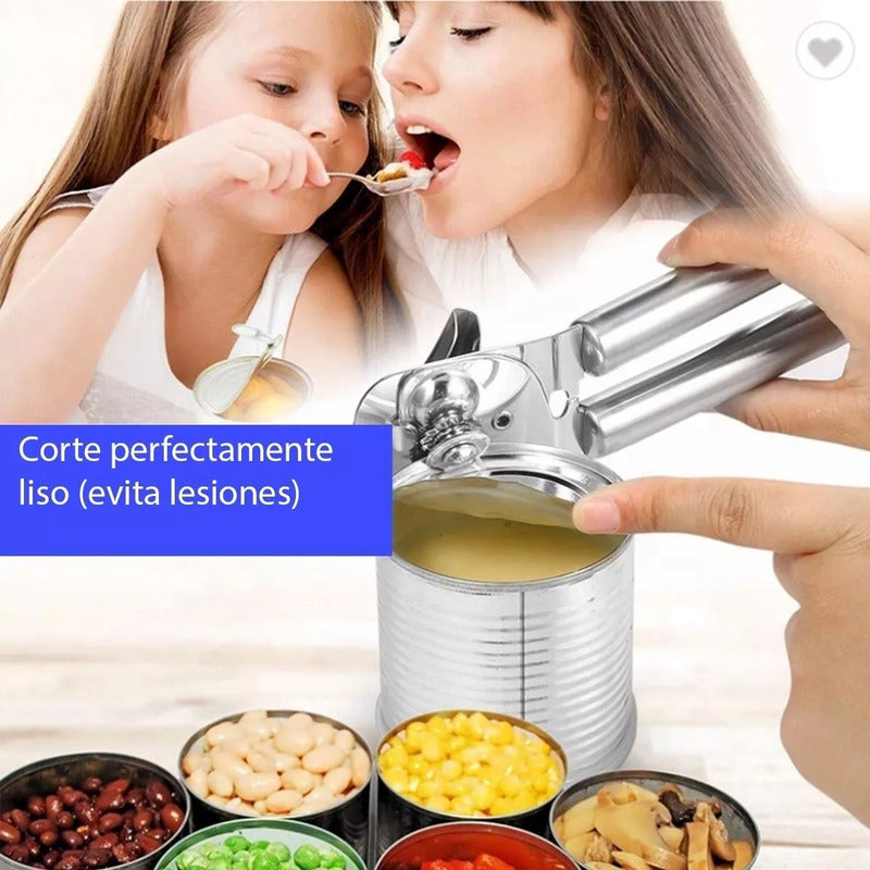 Abridor De Latas Abre Lata Abrelatas Manual Acero Inoxidable Plateado