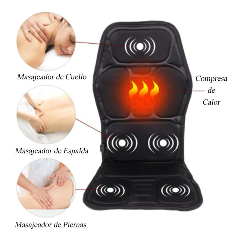 Sillón Masajeador Espalda Asiento Auto Vibración Calor Relax