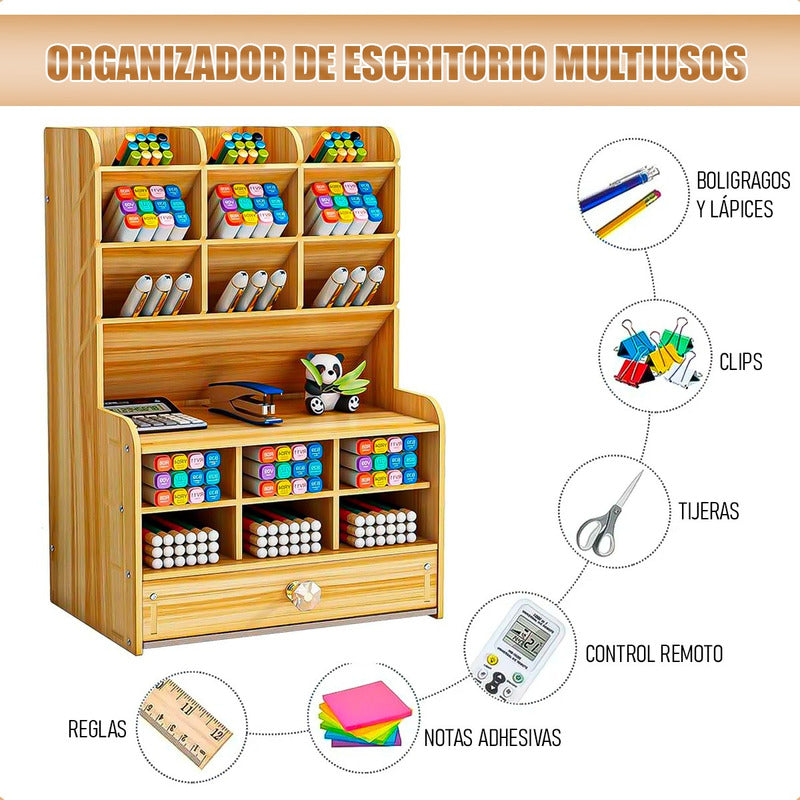 Organizador De Escritorio Porta Lapices Escritorio De Madera