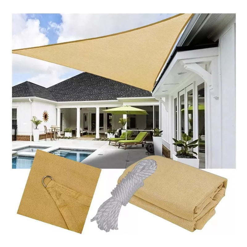 Toldo Vela Triangular 3mx3mx3m Toldo Sombreadora Lona Imperm Beige