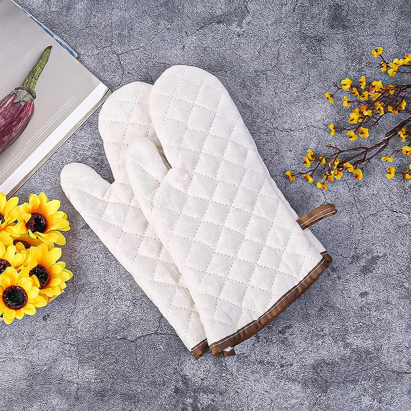 Guantes De Horno Guantes Cocina Toma Ollas Guantes Algodón Blanco Liso