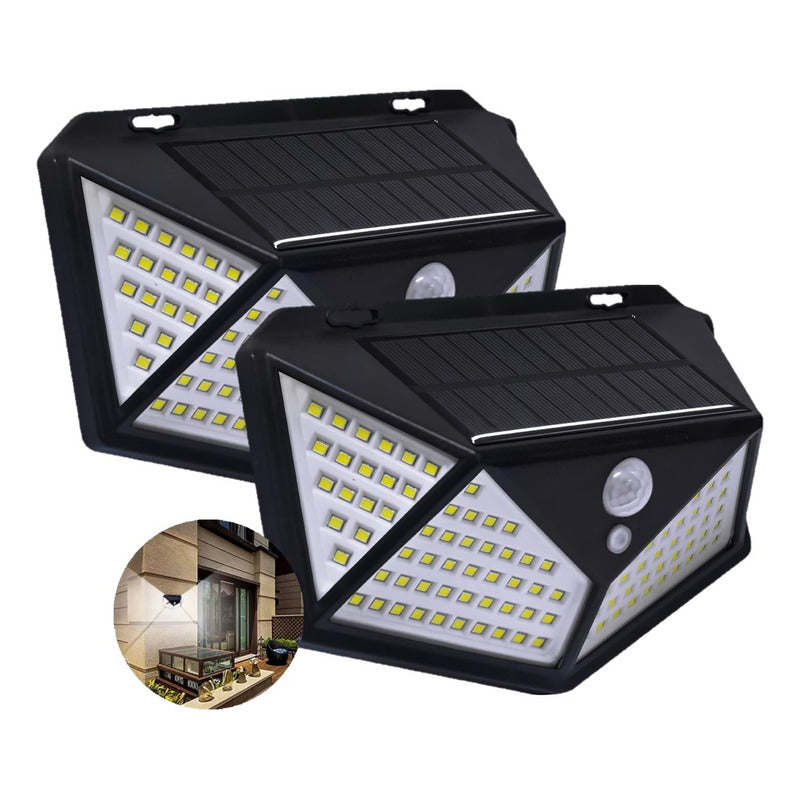 X2 Aplique Led Solar Focos Led Exterior Farol Solar Exterior Color Negro