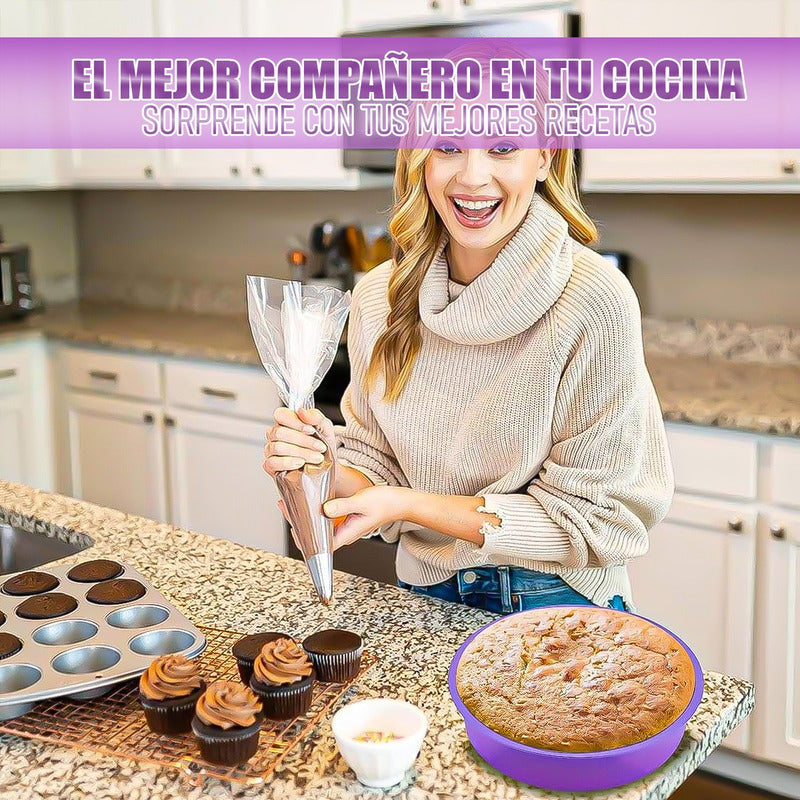 Molde Para Torta Pack2 Moldes De Silicona Reposteria Redondo Turquesa