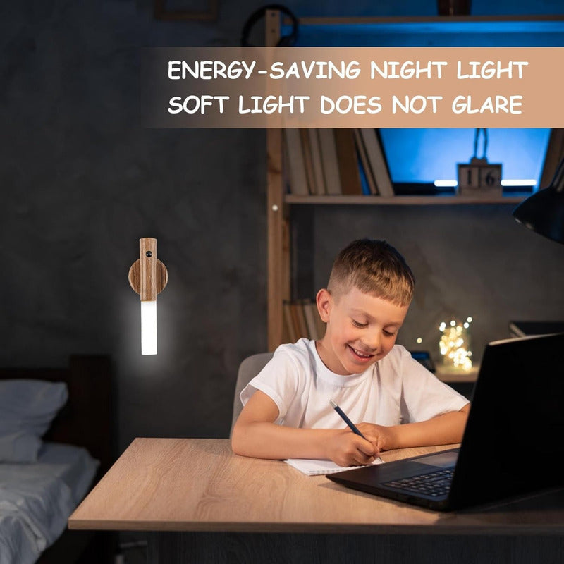 Aplique De Luz A Bateria Lampara Usb Magnetico Pared Muro X2 Marrón