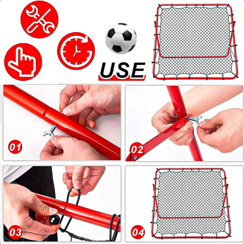 Red De Rebote Futbol Rebotador Futbol Entrenamiento Deportes Rojo