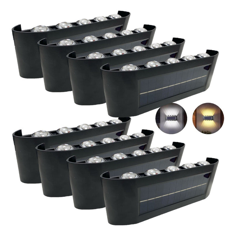 Pack X8 Aplique De Pared Lampara Led Focos Exterior Solar