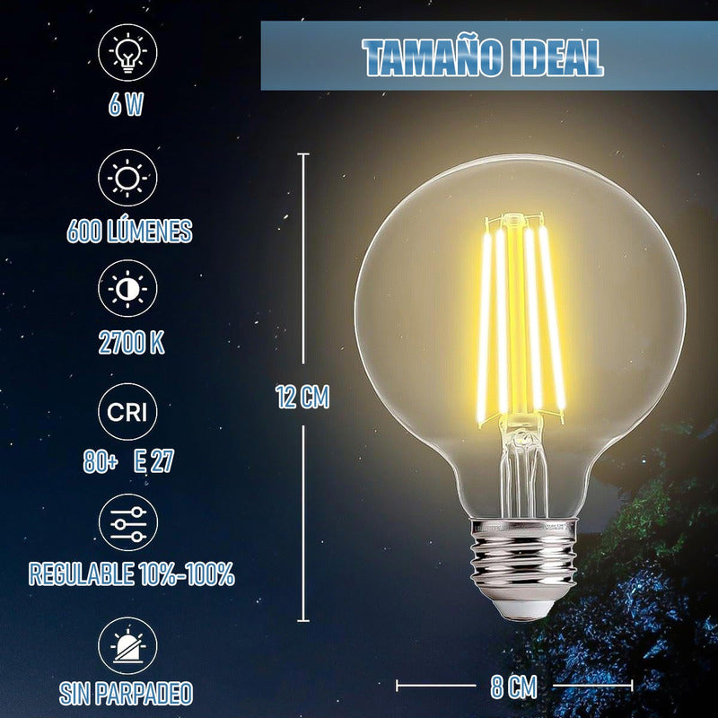 Ampolleta Led 6w Ampolleta Vintage Pack 2 Bombilla Led E27 Cálida