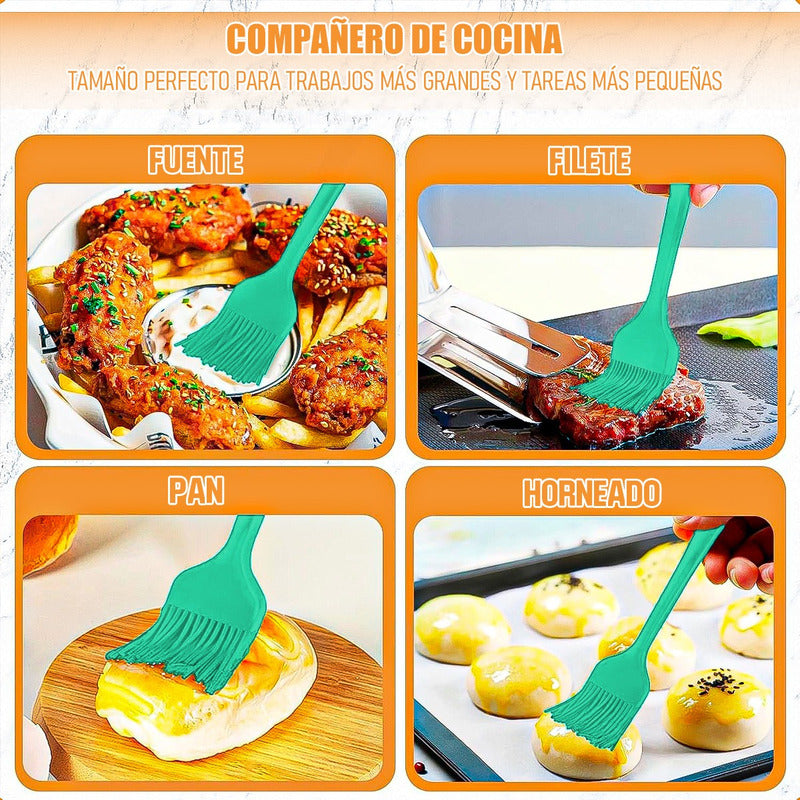Brocha De Silicona Pincel Reposteria Pack 4 Brocha Reposteri