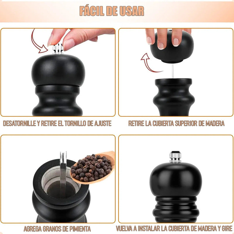 Pimentero Molinillo Madera Salpimentero De Madera Pimentero Saleros Y Pimenteros Madera Black Bull Salero Ceramica Espesor Ajustable Multifuncional Salero Molinillo Okshop