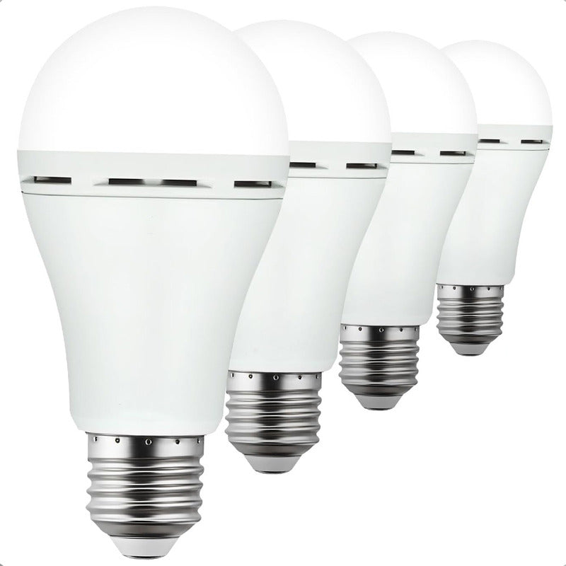 Pack X4 Ampolleta Led Recargable Ampolleta E27 Ampolleta 9w Blanco Frío