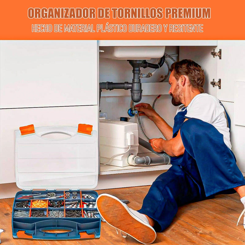 Caja Organizadora De Tornillos Pack 2 Caja De Herramientas Gris