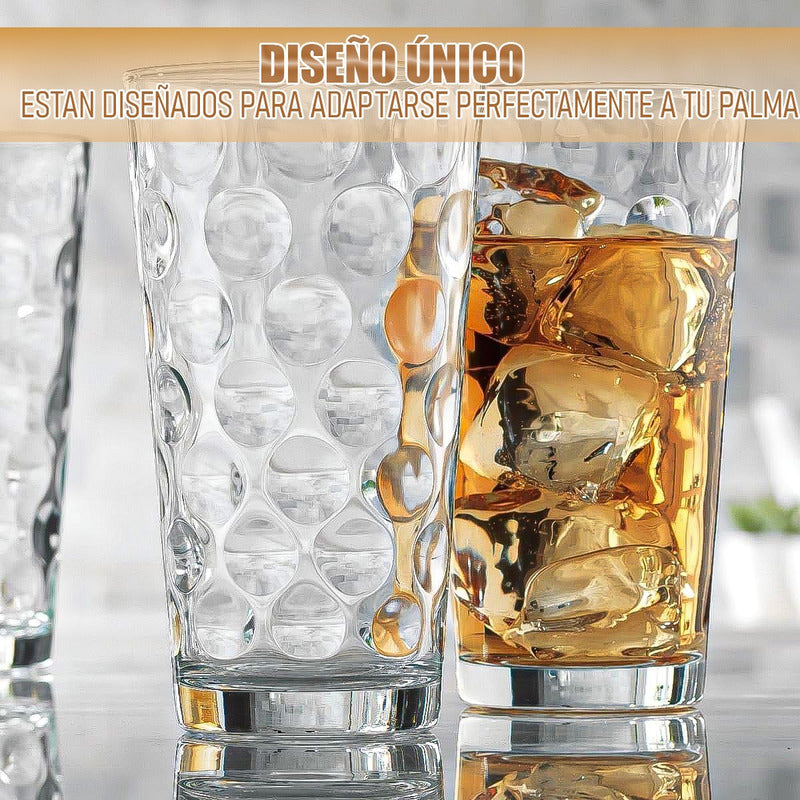 Set 6 Vasos De Vidrio Vasos Postres Juego De Vasos 300 Ml Vidrio/lineas