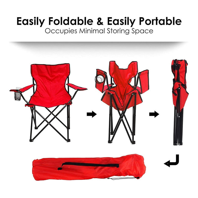 Silla Plegable Silla De Playa Camping Porta Vaso Portatil