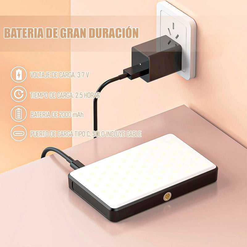 Iluminadores Camara Luz Led Recargable Luces Para Fotografia Negro Cálido/neutro/frio