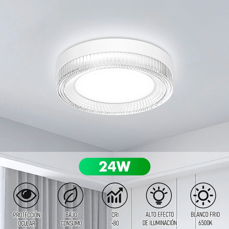 Lamparas Dormitorio Techo Foco Led 24w Pack2 Focos Led Techo Blanco