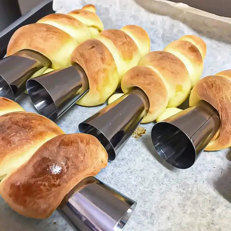 Pack 6 Molde Cannoli Metálico Molde Croissant Molde Cono Gris