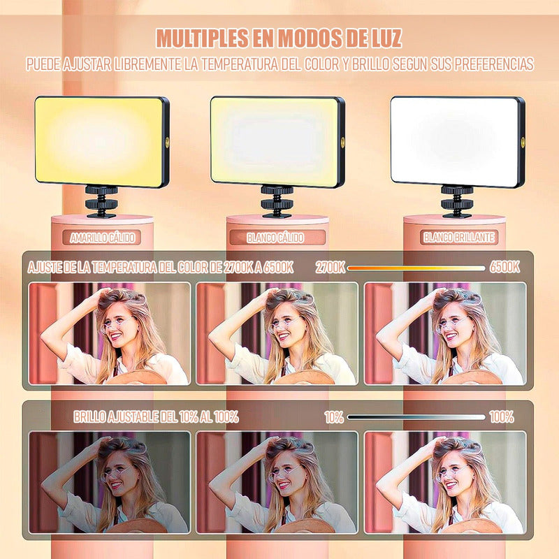 Iluminadores Camara Luz Led Recargable Luces Para Fotografia Negro Cálido/neutro/frio