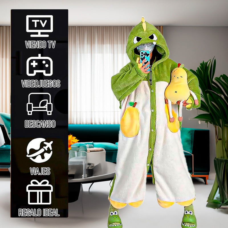 Pijama Invierno Poleron Dino Chiporro Pack 2 Pijama Adulto