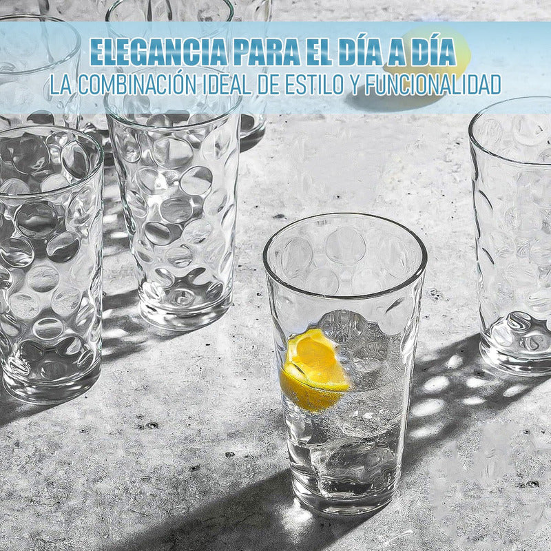 Set 6 Vasos De Vidrio Vasos Postres Juego De Vasos 300 Ml Vidrio/lineas
