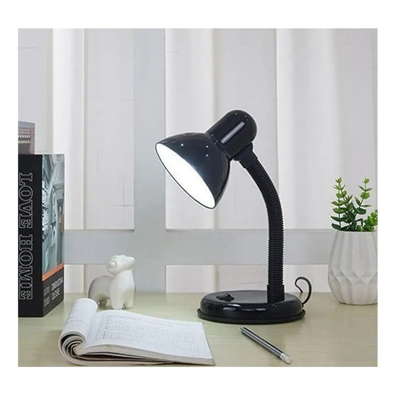 Lampara Escritorio Flexible Lamparas Metalicas Velador Lampara Lectura Lamparas De Escritorio Incandescente Cuello Flexible Metal Lampara Estudio Led Mesa Halogena E27 Negro Okshop