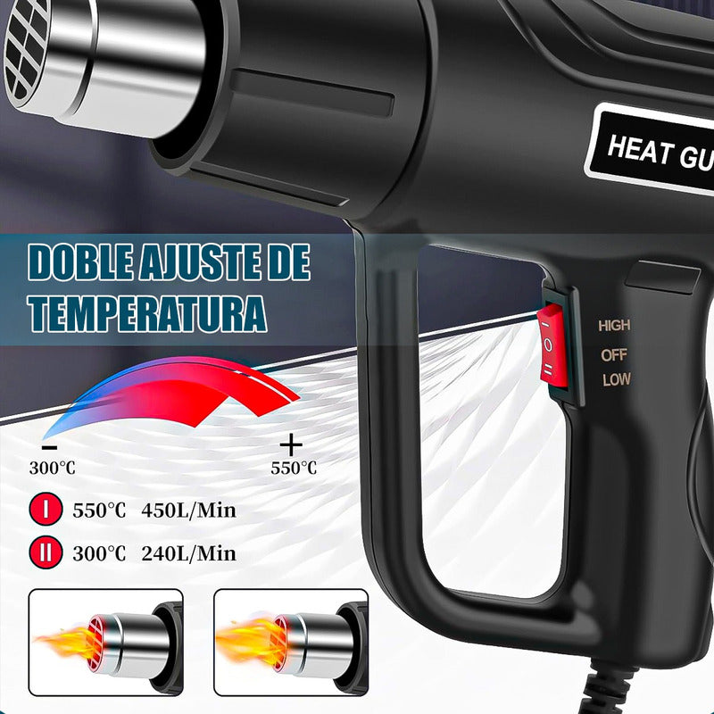 Pistola De Aire Caliente Pistola De Calor Electrica 2000w Negro