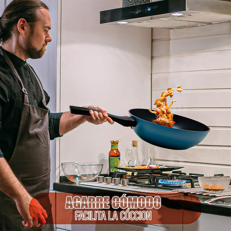 Wok Keep Sarten Antiadherente Sarten Wok Sarten Keep 28cm Azul