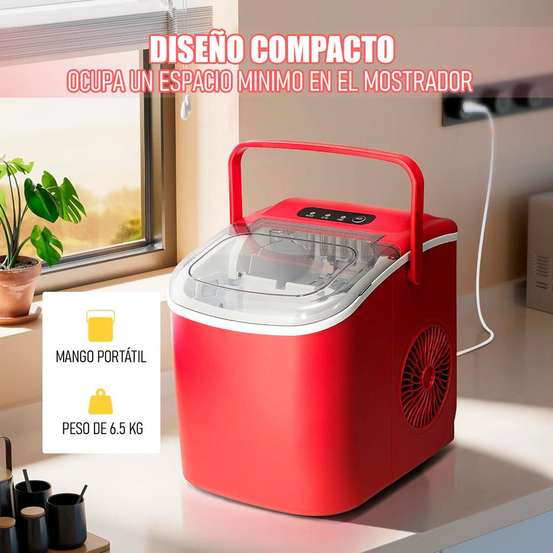 Maquina De Hielo Máquina Portátil Para Hacer Hielo Hieleras Rojo