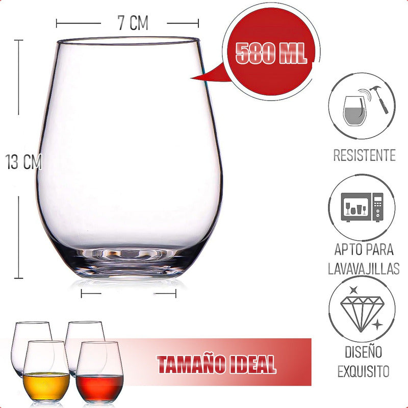 Vaso Wayu Set 4 Vasos Vidrio Vasos Redondos Vidrio Wayu