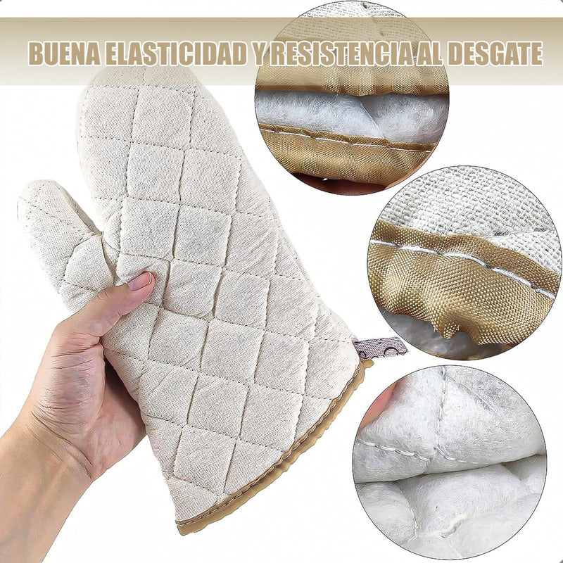 Guantes De Horno Guantes Cocina Toma Ollas Guantes Algodón Blanco Liso