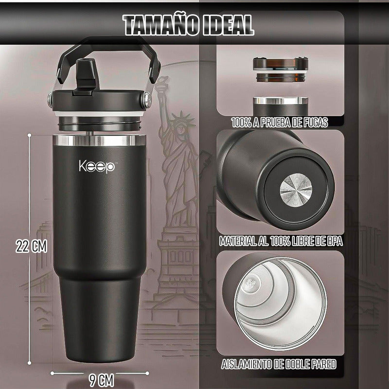 Botella Termica Keep Vaso Térmico 850 Ml Botella Insulada Negro