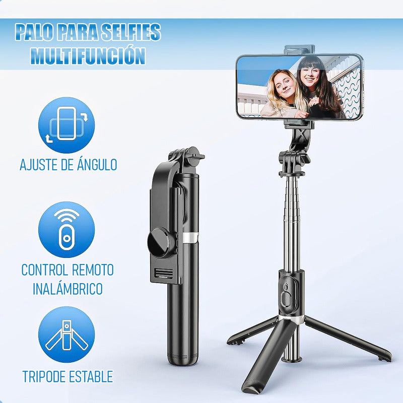Tripode Celular Soporte Para Celular Palo Selfie Extensible Negro
