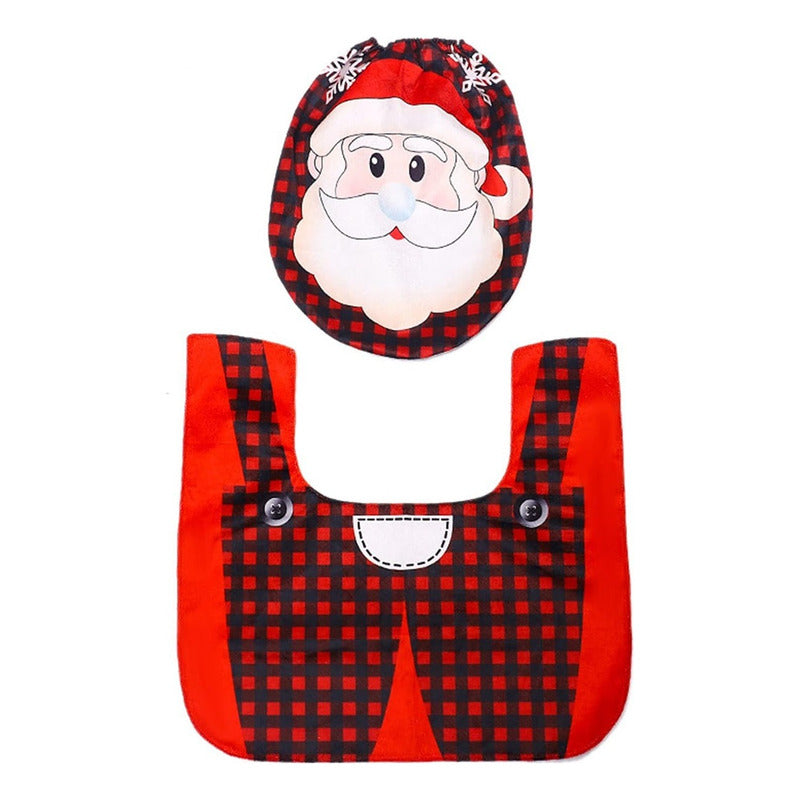 Set De Fundas Navideñas Juego De Baño Decoracion Navidad 2pz Diseño Santa