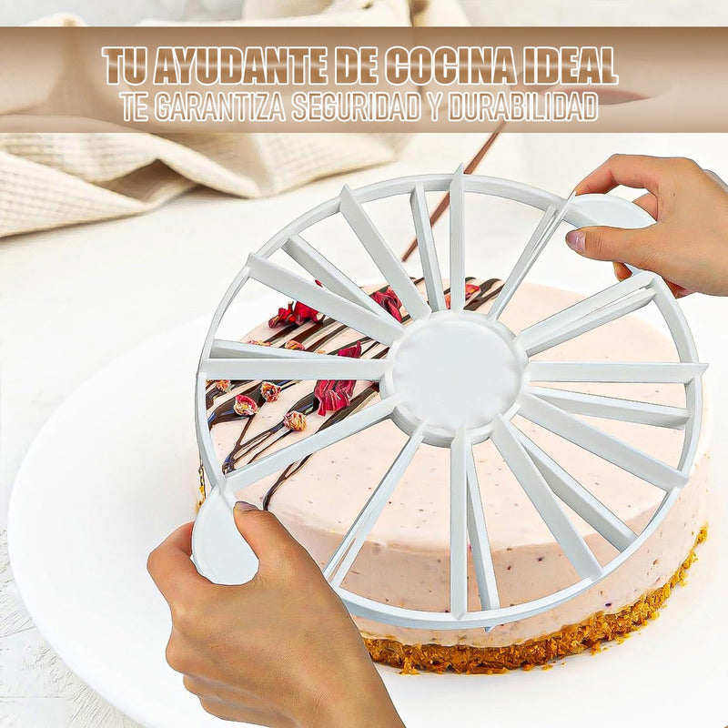 Cortador Torta Porcionador Pastel Reposteria 14/16 Porciones Blanco