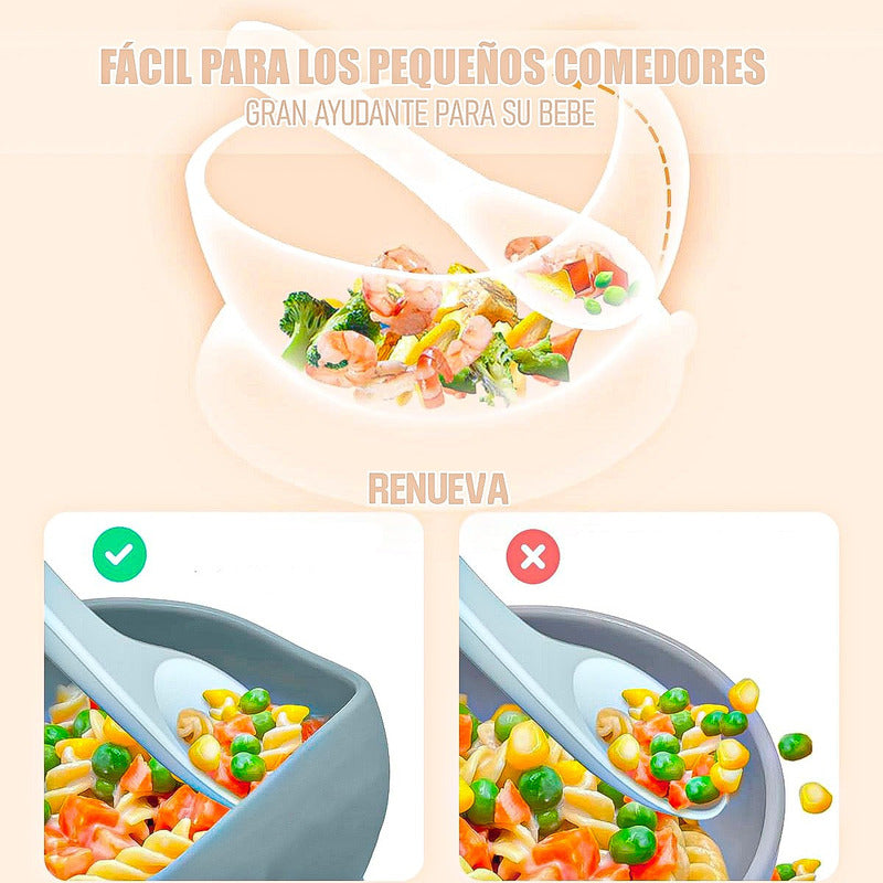 Plato Silicona Bebe Tazon Silicona Bebe Pack 2 Bowl Silicona Rosa Lisa